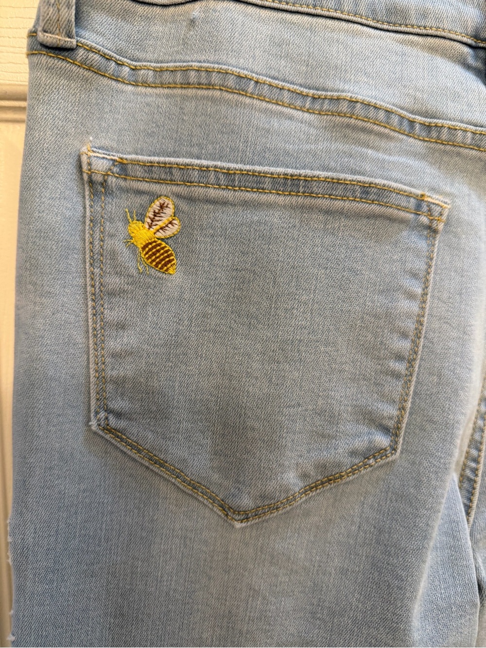DRIFTWOOD Light Blue Daisy and Bumble Bee Embroidered Boot Cut Jeans - Picture 4 of 7